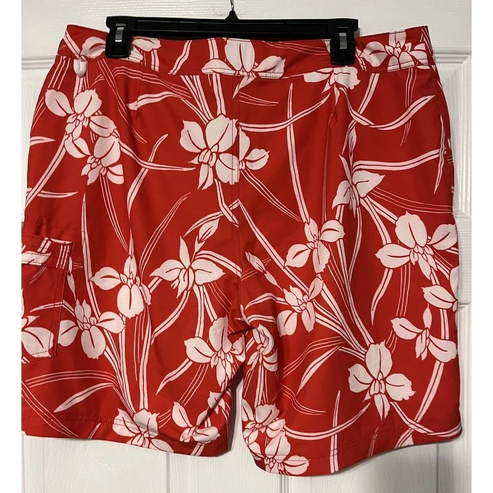 J. Crew Flex Swim‎ Trunks Mens Hawaiian Floral Surf Mesh Lined Drawstring Sz 34